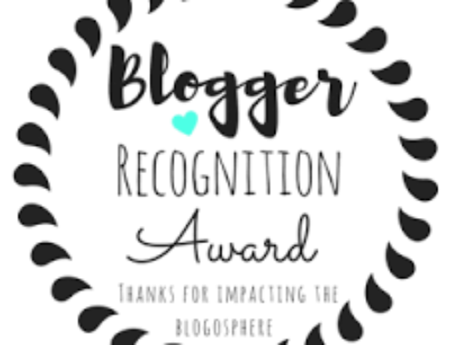 Accepting the Blogger Recognition Award